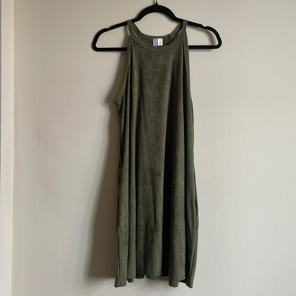 Francesca’s Velvet Olive Green Dress **With pockets!!**